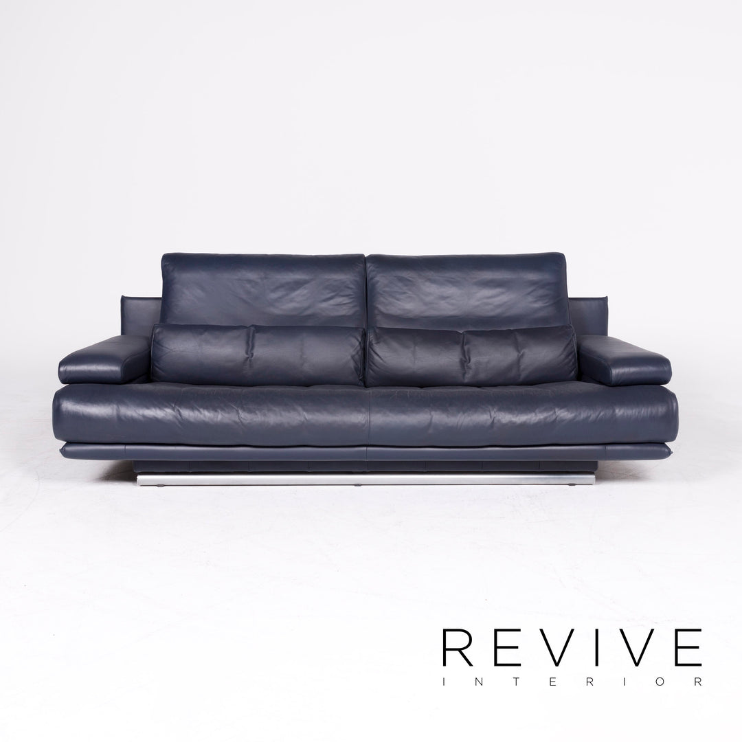 Rolf Benz 6500 designer leather sofa blue genuine leather three-seater couch #8154