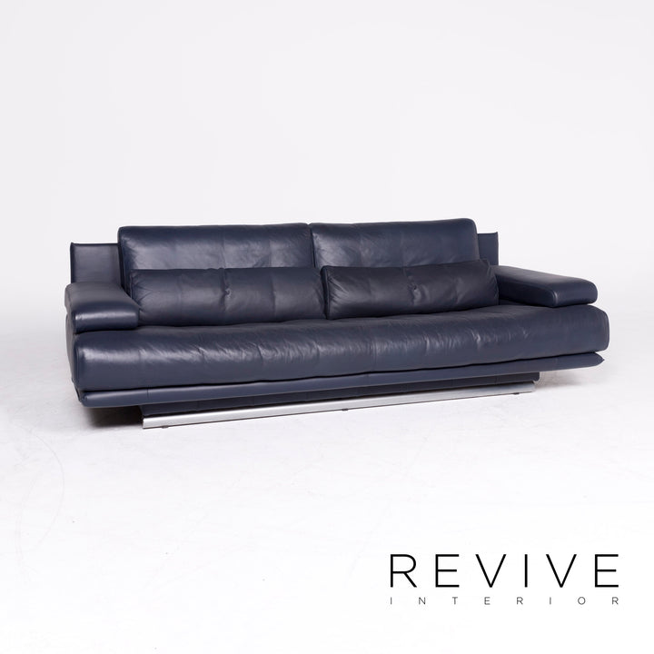 Rolf Benz 6500 designer leather sofa blue genuine leather three-seater couch #8154