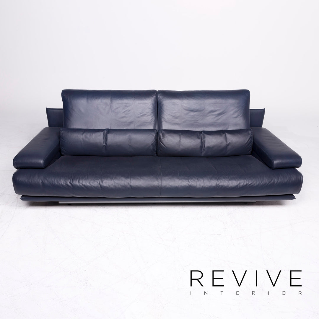 Rolf Benz 6500 designer leather sofa blue genuine leather three-seater couch #8154