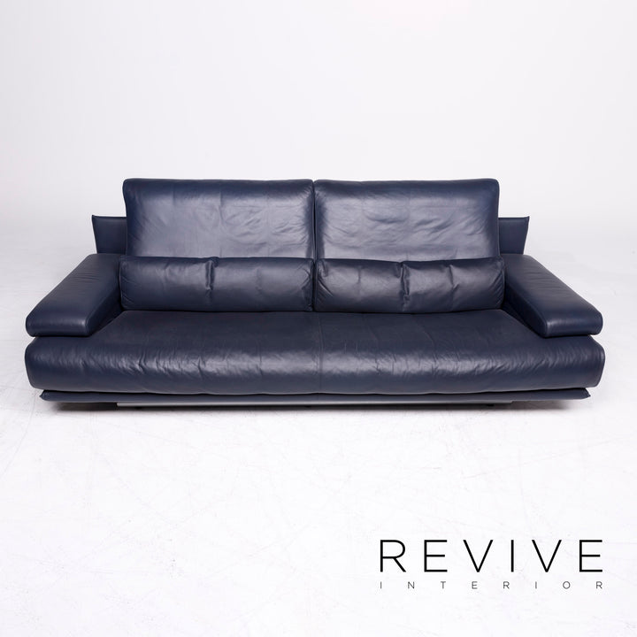 Rolf Benz 6500 designer leather sofa blue genuine leather three-seater couch #8154
