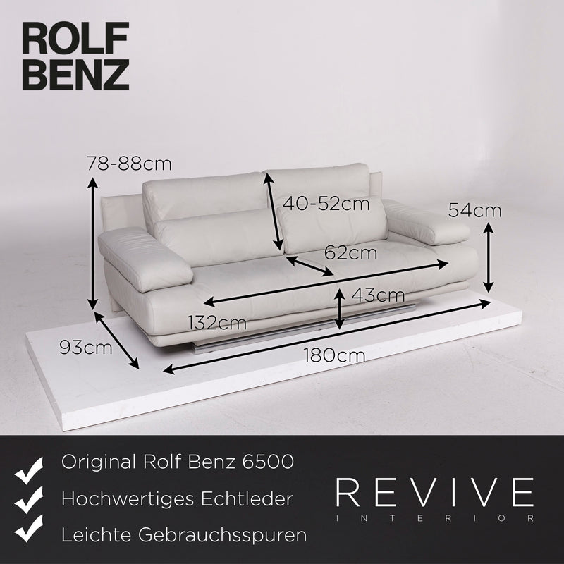 Rolf Benz 6500 Leder Sofa Grau Zweisitzer Couch 