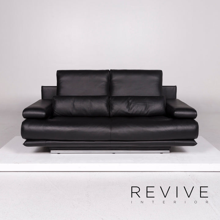 Rolf Benz 6500 Leder Sofa Schwarz Zweisitzer Funktion Couch #11729