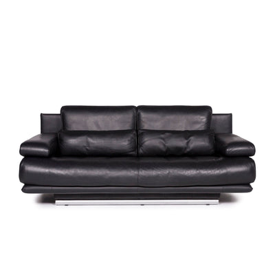 Rolf Benz 6500 Leder Sofa Schwarz Zweisitzer Funktion Couch #12244
