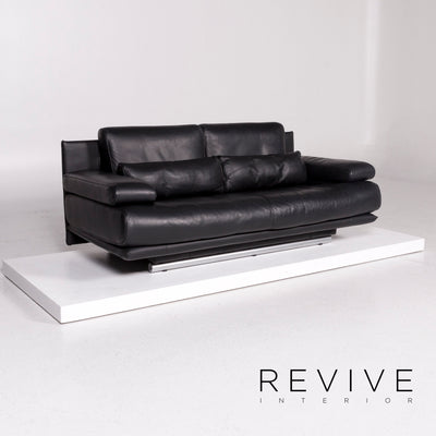 Rolf Benz 6500 Leder Sofa Schwarz Zweisitzer Funktion Couch #12244
