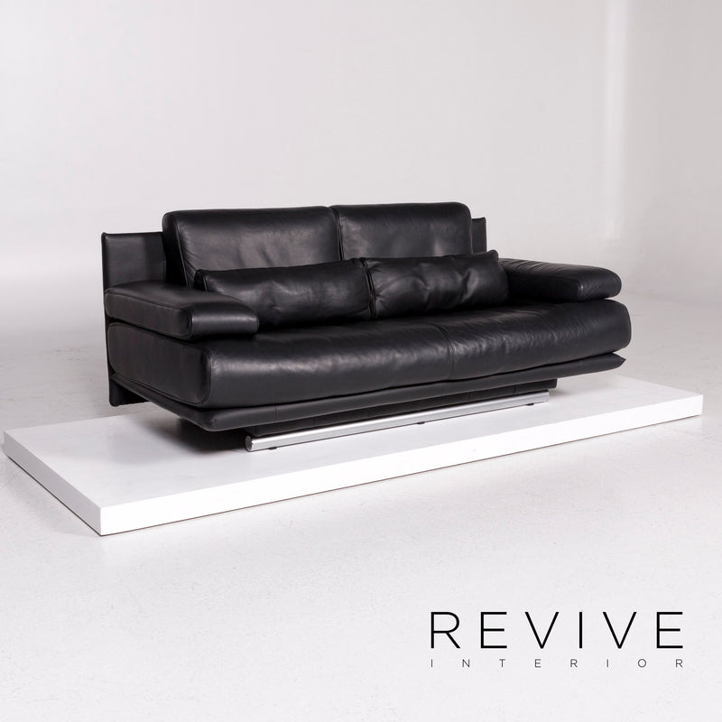 Rolf Benz 6500 Leder Sofa Schwarz Zweisitzer Funktion Couch 