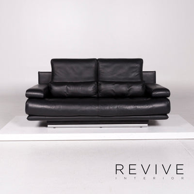 Rolf Benz 6500 Leder Sofa Schwarz Zweisitzer Funktion Couch #12244