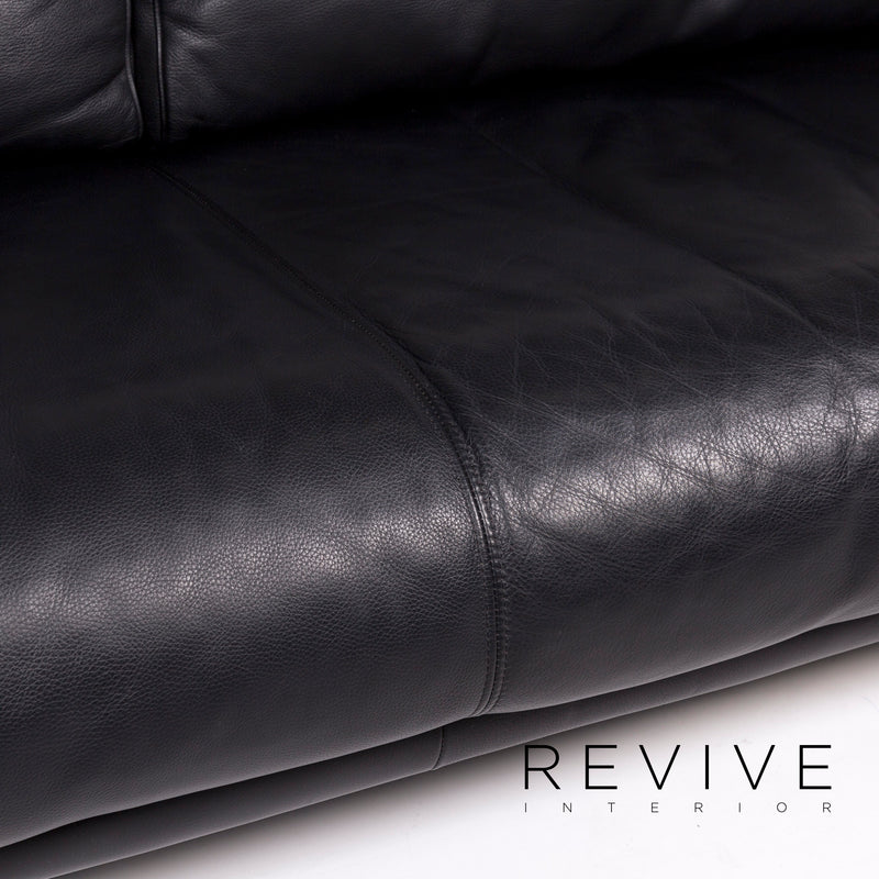 Rolf Benz 6500 Leder Sofa Schwarz Zweisitzer Funktion Couch 