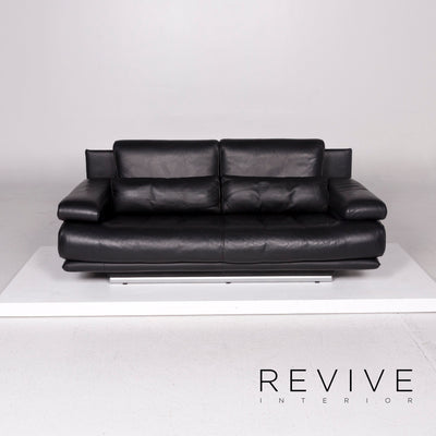 Rolf Benz 6500 Leder Sofa Schwarz Zweisitzer Funktion Couch #12244