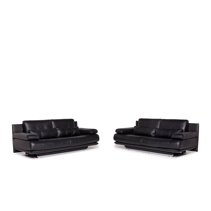 Rolf Benz 6500 sofa set black 2x two-seater function #12243