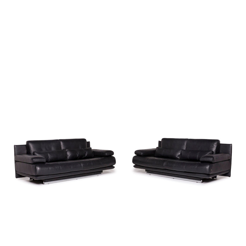 Rolf Benz 6500 Sofa Garnitur Schwarz 2x Zweisitzer Funktion 