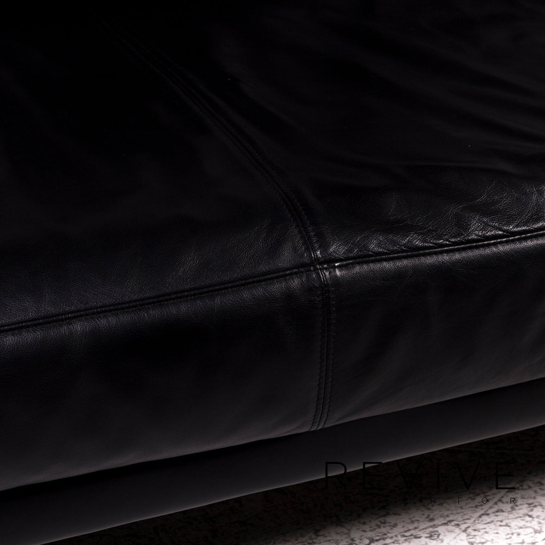 Rolf Benz 6600 Leder Sofa Schwarz Zweisitzer Couch #9839