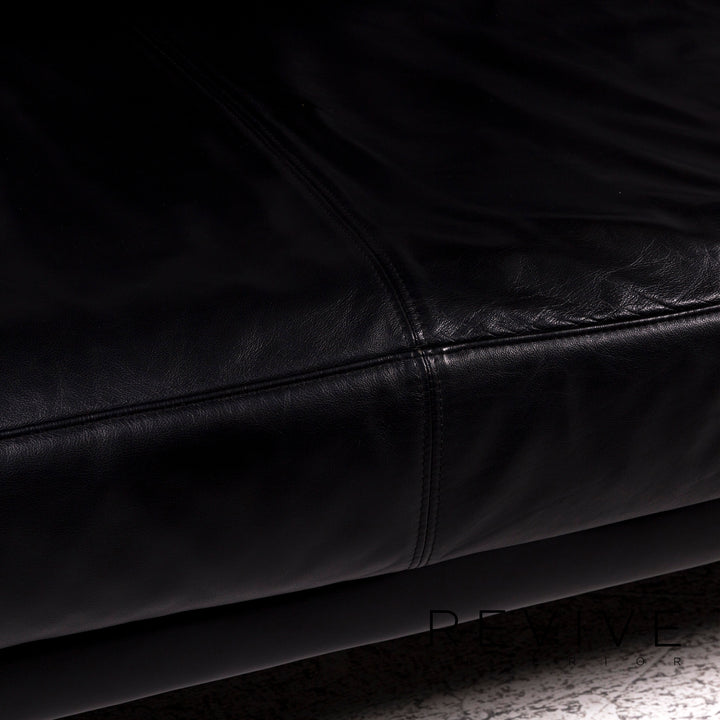 Rolf Benz 6600 Leder Sofa Schwarz Zweisitzer Couch #9839