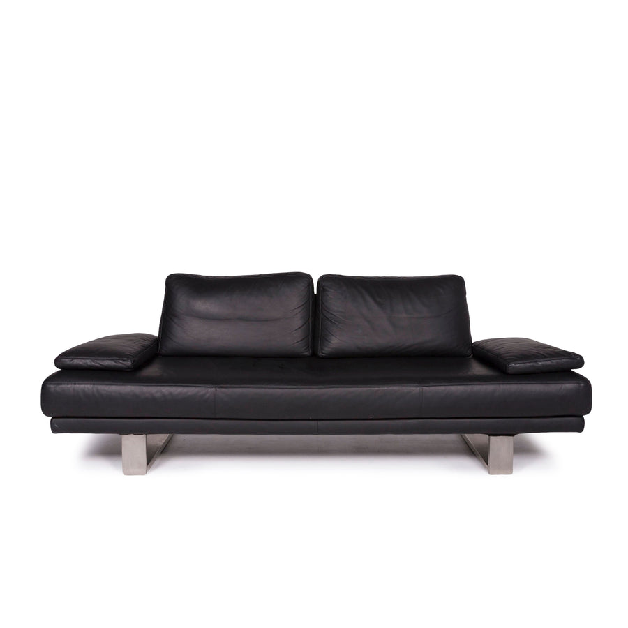 Rolf Benz 6600 Leder Sofa Schwarz Dreisitzer Couch #11711