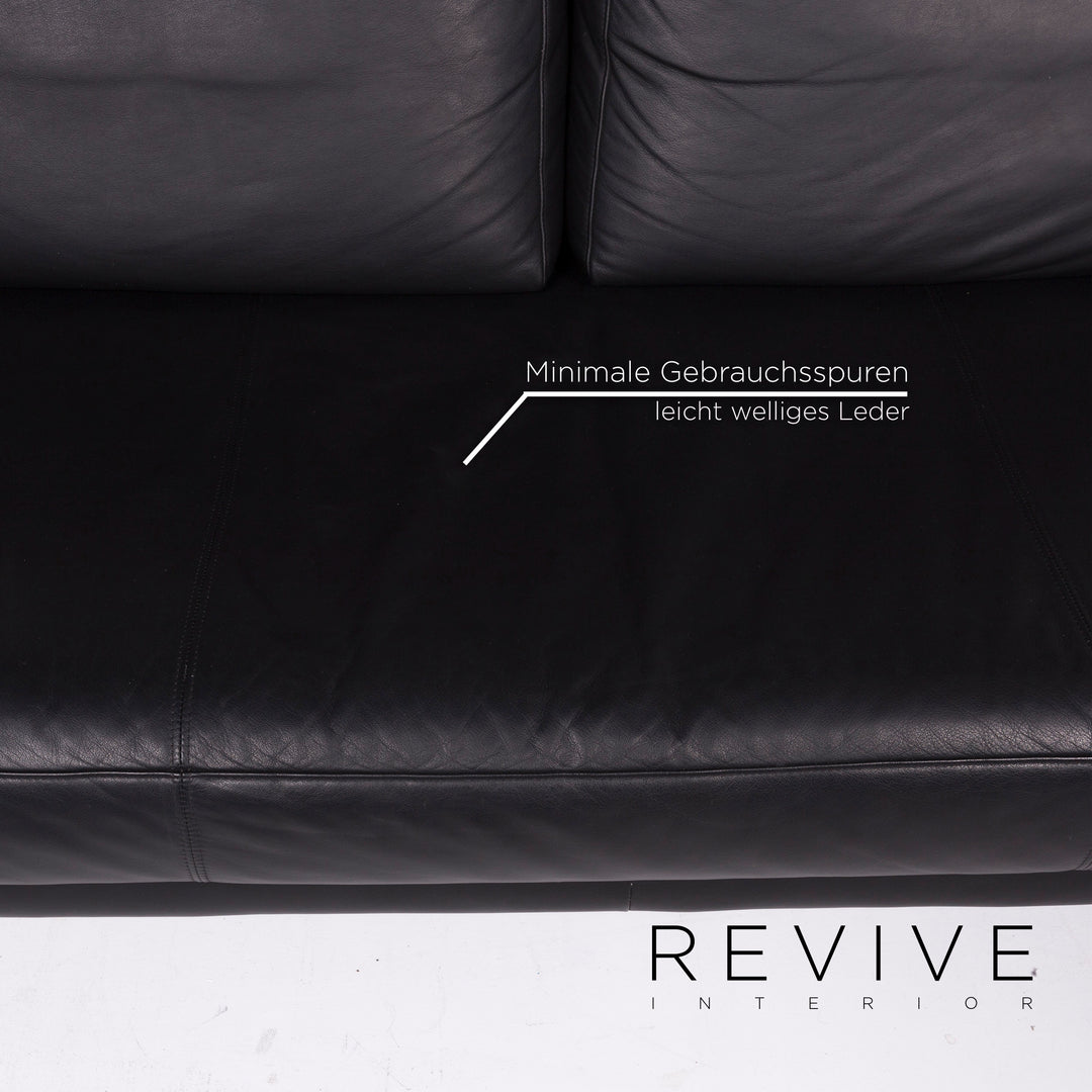 Rolf Benz 6600 Leder Sofa Schwarz Zweisitzer Couch #11710