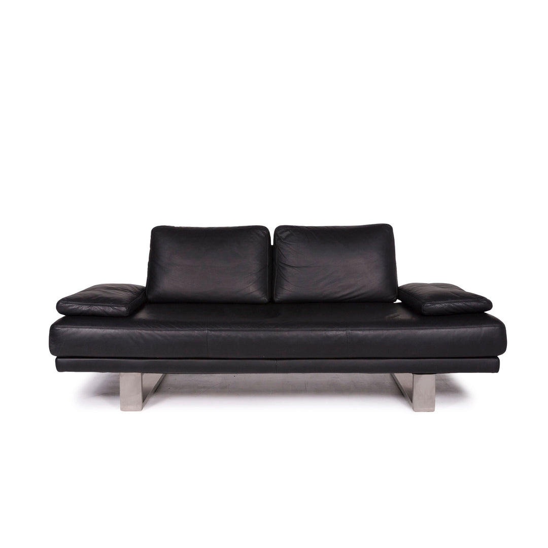 Rolf Benz 6600 Leder Sofa Schwarz Zweisitzer Couch #11710