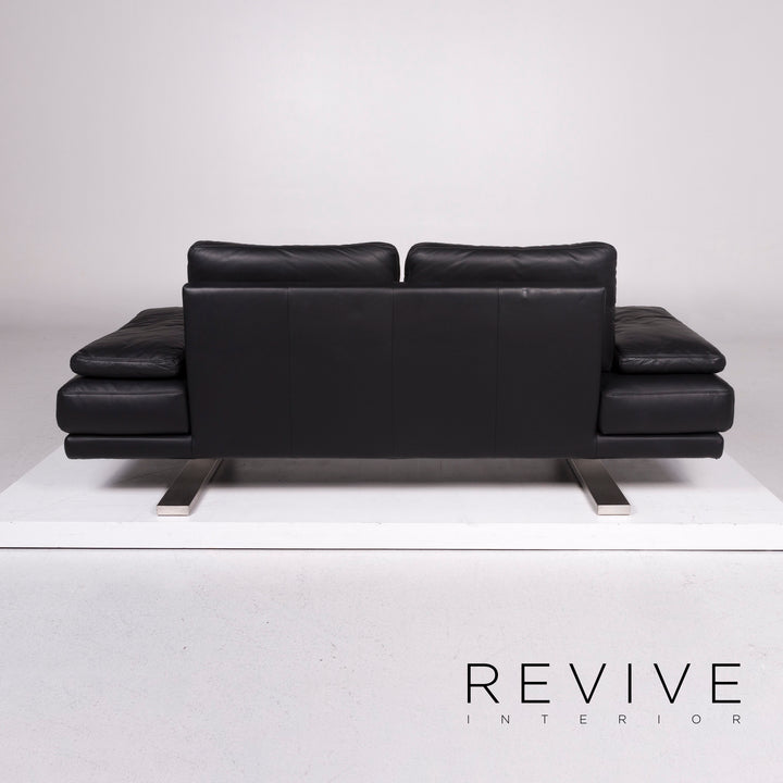 Rolf Benz 6600 Leder Sofa Schwarz Zweisitzer Couch #11710