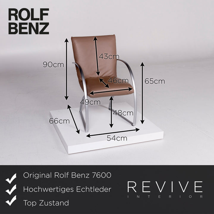 Rolf Benz 7600 Leder Chrom Sessel Braun Stuhl #10638