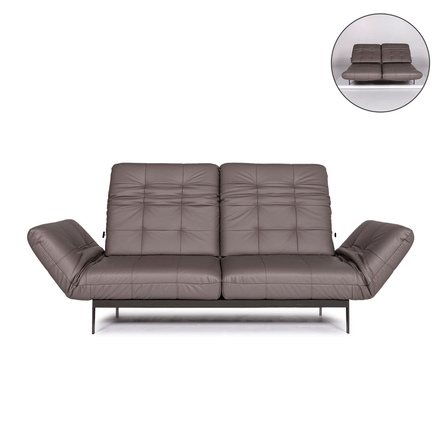 Rolf Benz AGIO leather sofa gray two-seater function relax function couch #10546