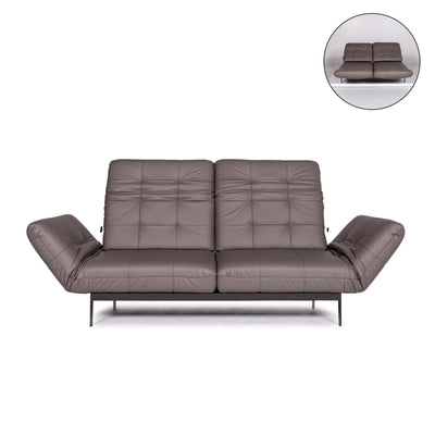 Rolf Benz AGIO Leder Sofa Grau Zweisitzer Funktion Relaxfunktion Couch #10546