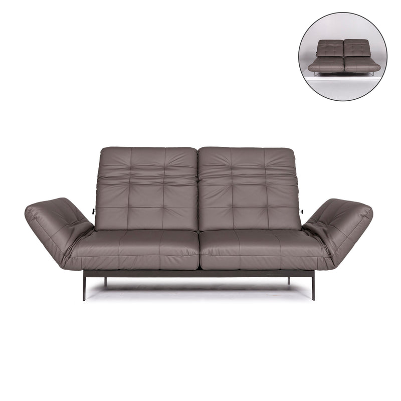 Rolf Benz AGIO Leder Sofa Grau Zweisitzer Funktion Relaxfunktion Couch 