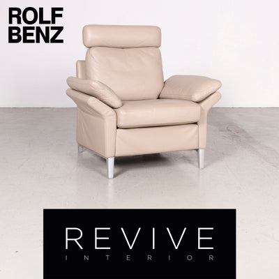Rolf Benz Designer Leder Sessel Beige Echtleder Stuhl #7725