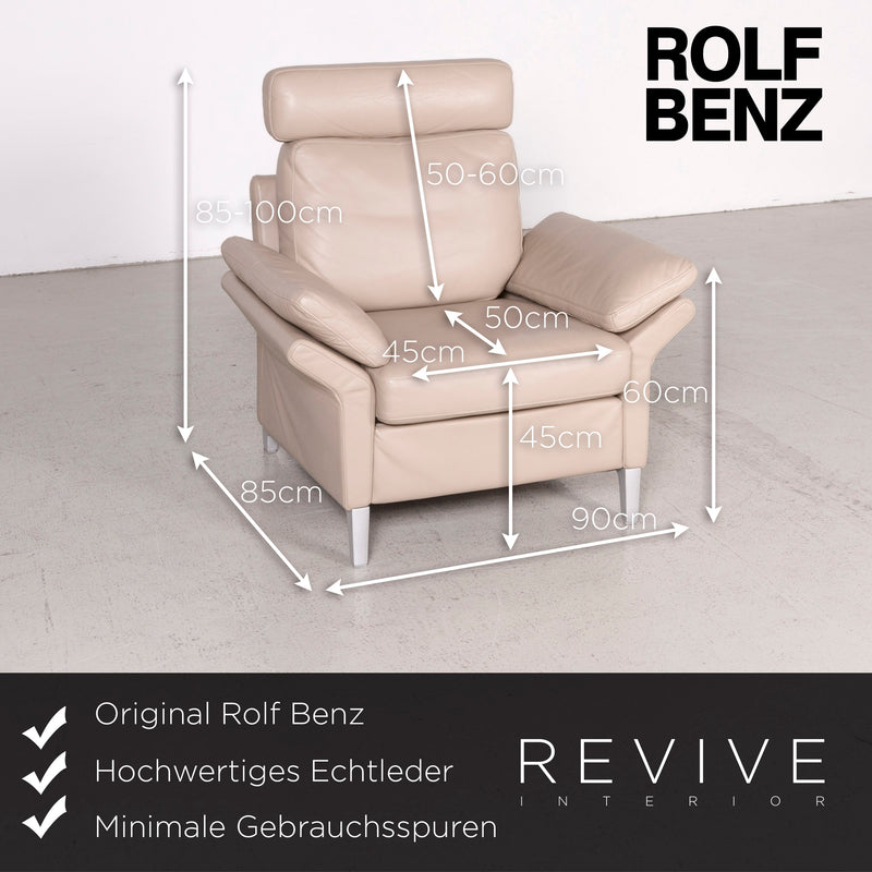 Rolf Benz Designer Leder Sessel Beige Echtleder Stuhl 