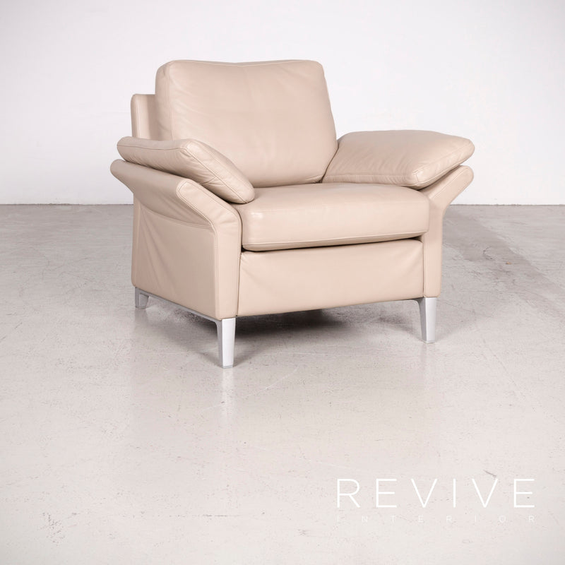 Rolf Benz Designer Leder Sessel Beige Echtleder Stuhl 