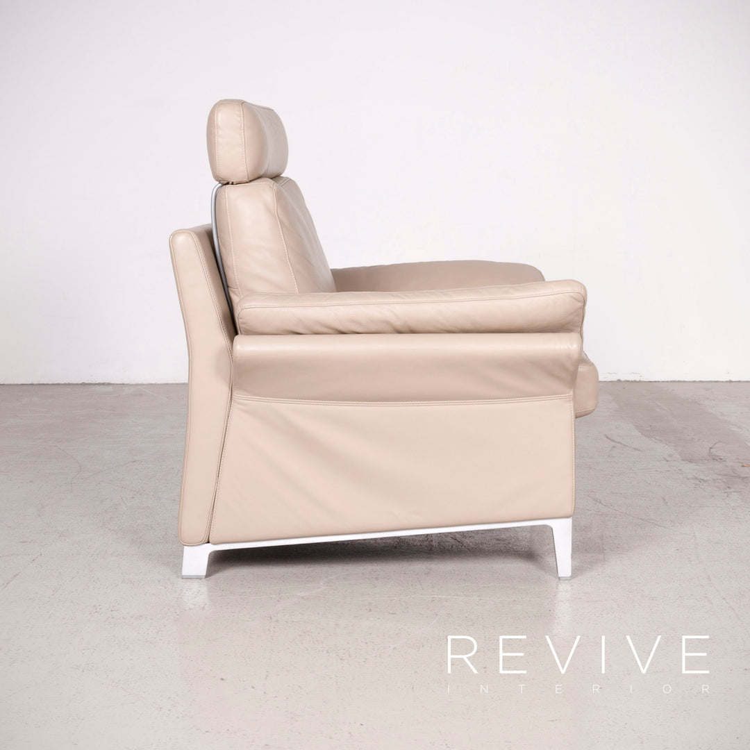 Rolf Benz Designer Leder Sessel Beige Echtleder Stuhl #7725