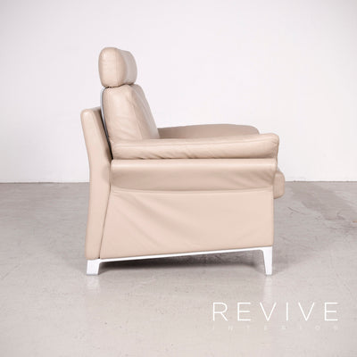 Rolf Benz Designer Leder Sessel Beige Echtleder Stuhl #7725