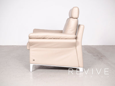 Rolf Benz Designer Leder Sessel Beige Echtleder Stuhl #7725