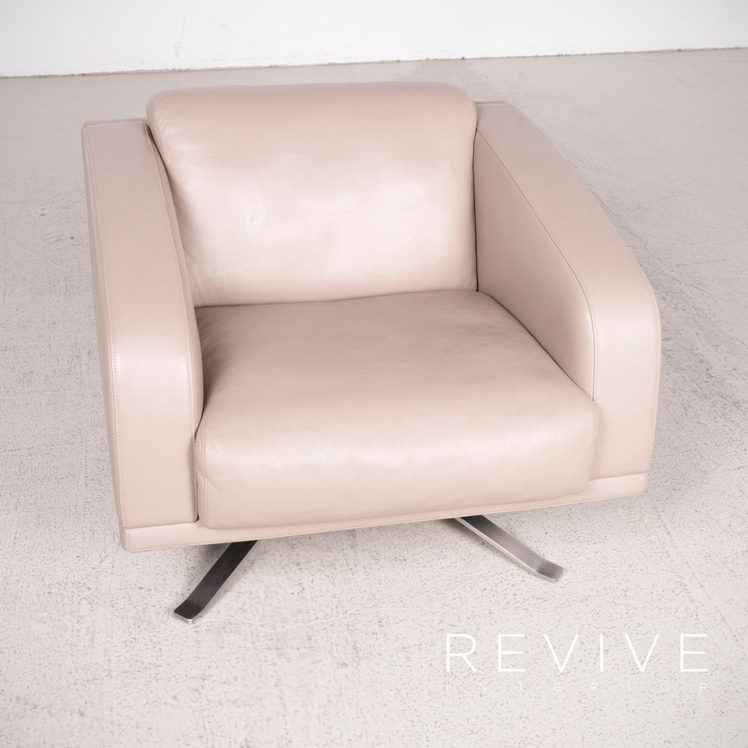 Rolf Benz designer leather armchair beige genuine leather #8127