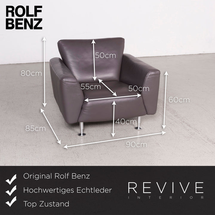 Rolf Benz Designer Leather Armchair Brown Genuine Leather #8024