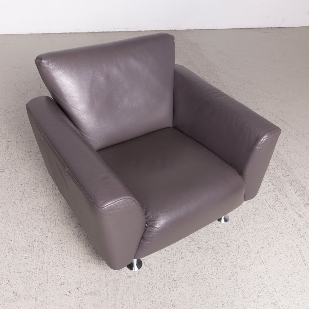 Rolf Benz Designer Leather Armchair Brown Genuine Leather #8024