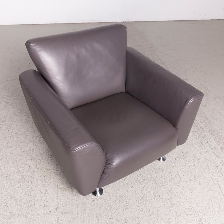 Rolf Benz Designer Leather Armchair Brown Genuine Leather #8024