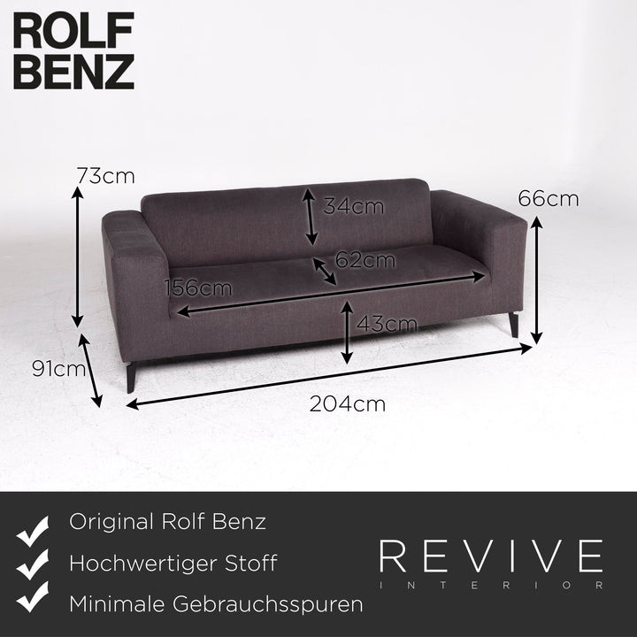 Rolf Benz Stoff Sofa Anthrazit Dreisitzer Couch #9412