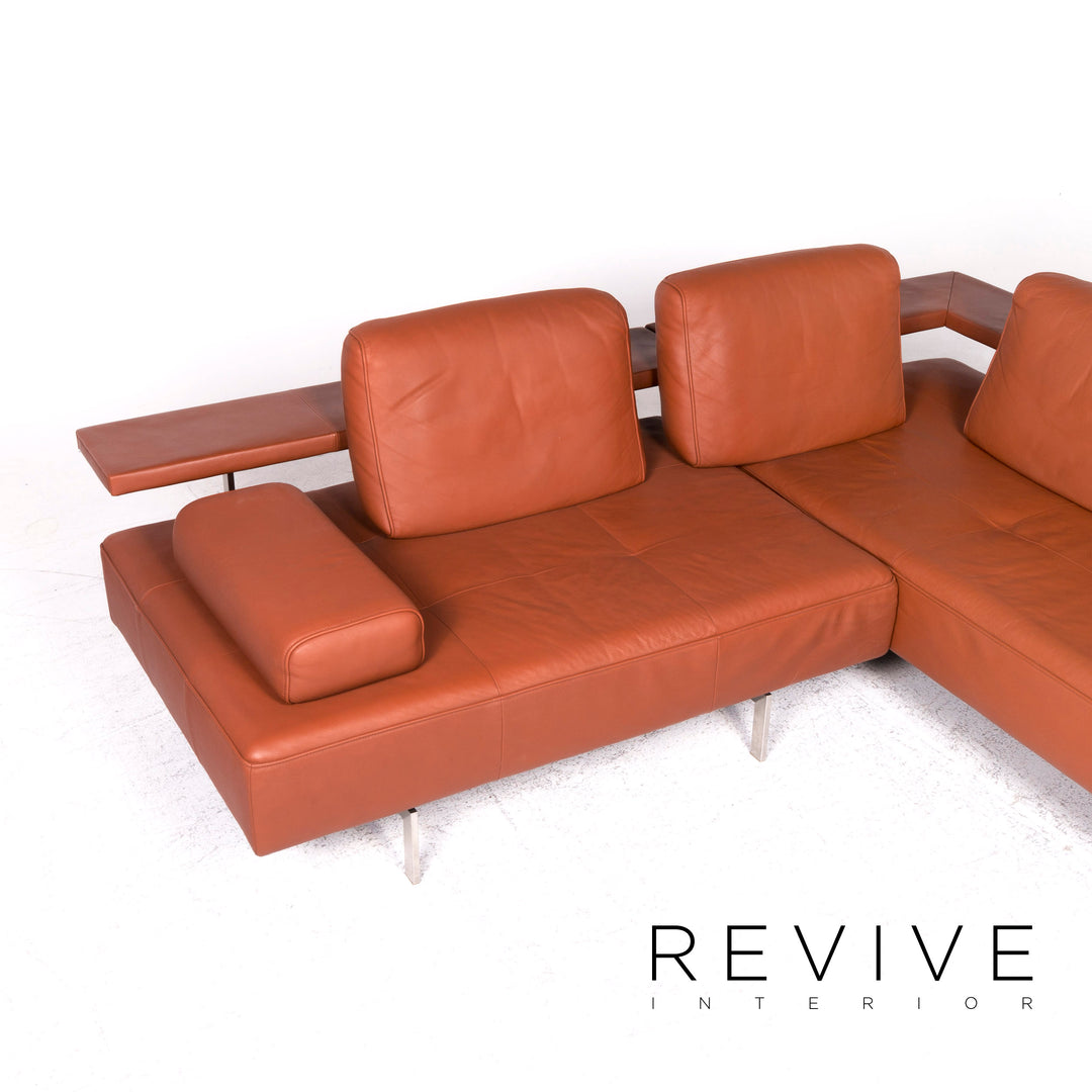 Rolf Benz Dono Designer Leder Ecksofa Braun Orange Terracotta Couch Funktion #8858