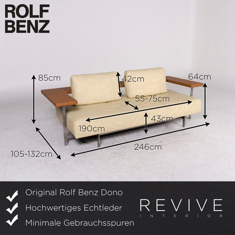 Rolf Benz Dono Leder Sofa Beige Creme Zweisitzer Couch 