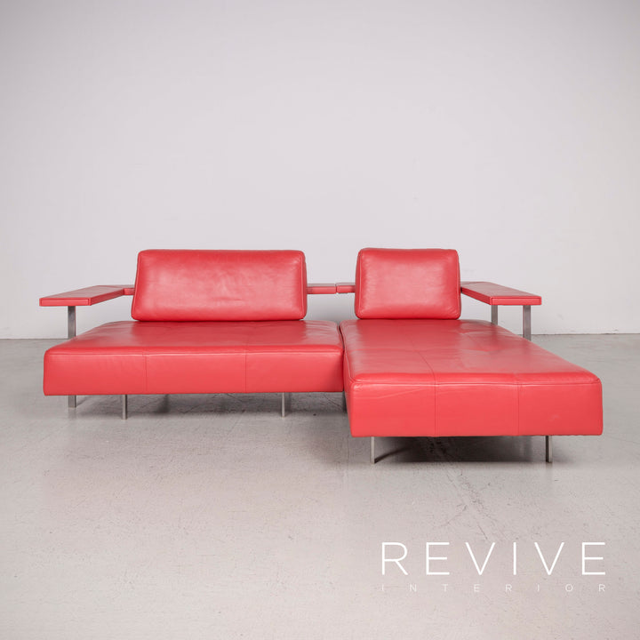 Rolf Benz Dono Designer Leder Sofa Rot Ecksofa Echtleder #8218