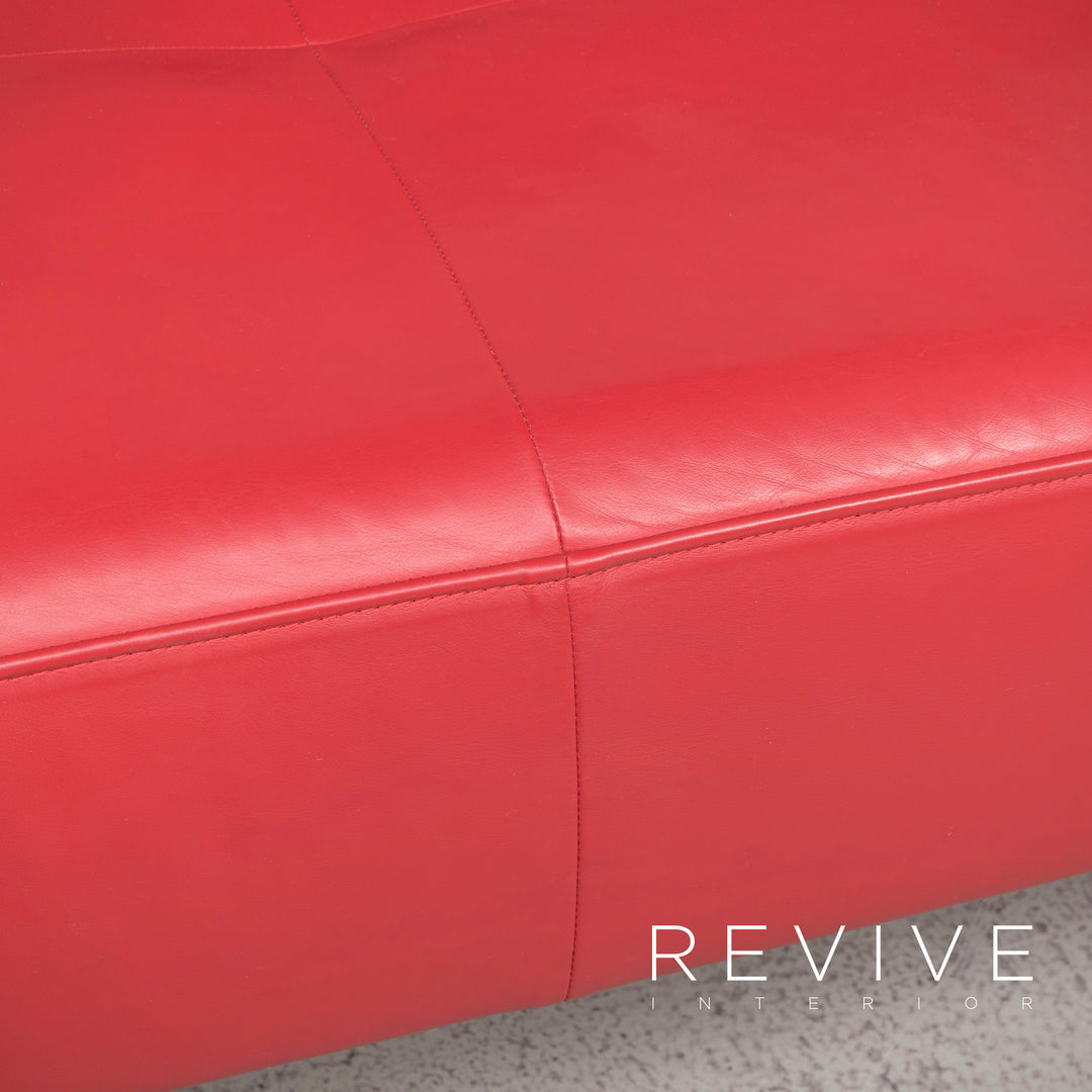 Rolf Benz Dono Designer Leder Sofa Rot Ecksofa Echtleder #8218