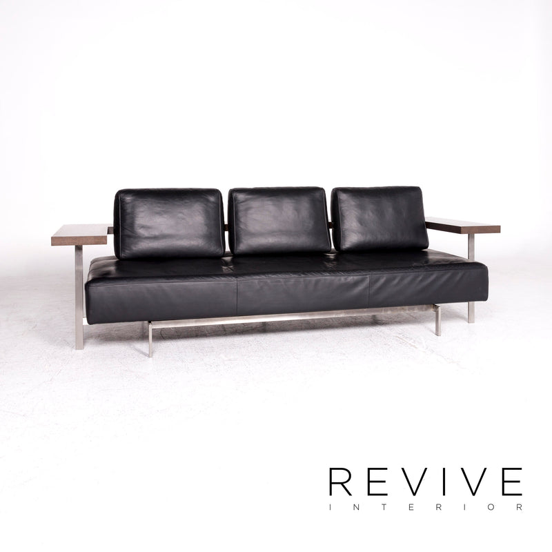 Rolf Benz Dono Leder Sofa Schwarz Dreisitzer Couch 