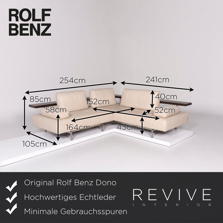 Rolf Benz Dono Leder Ecksofa Creme Sofa Couch #11069