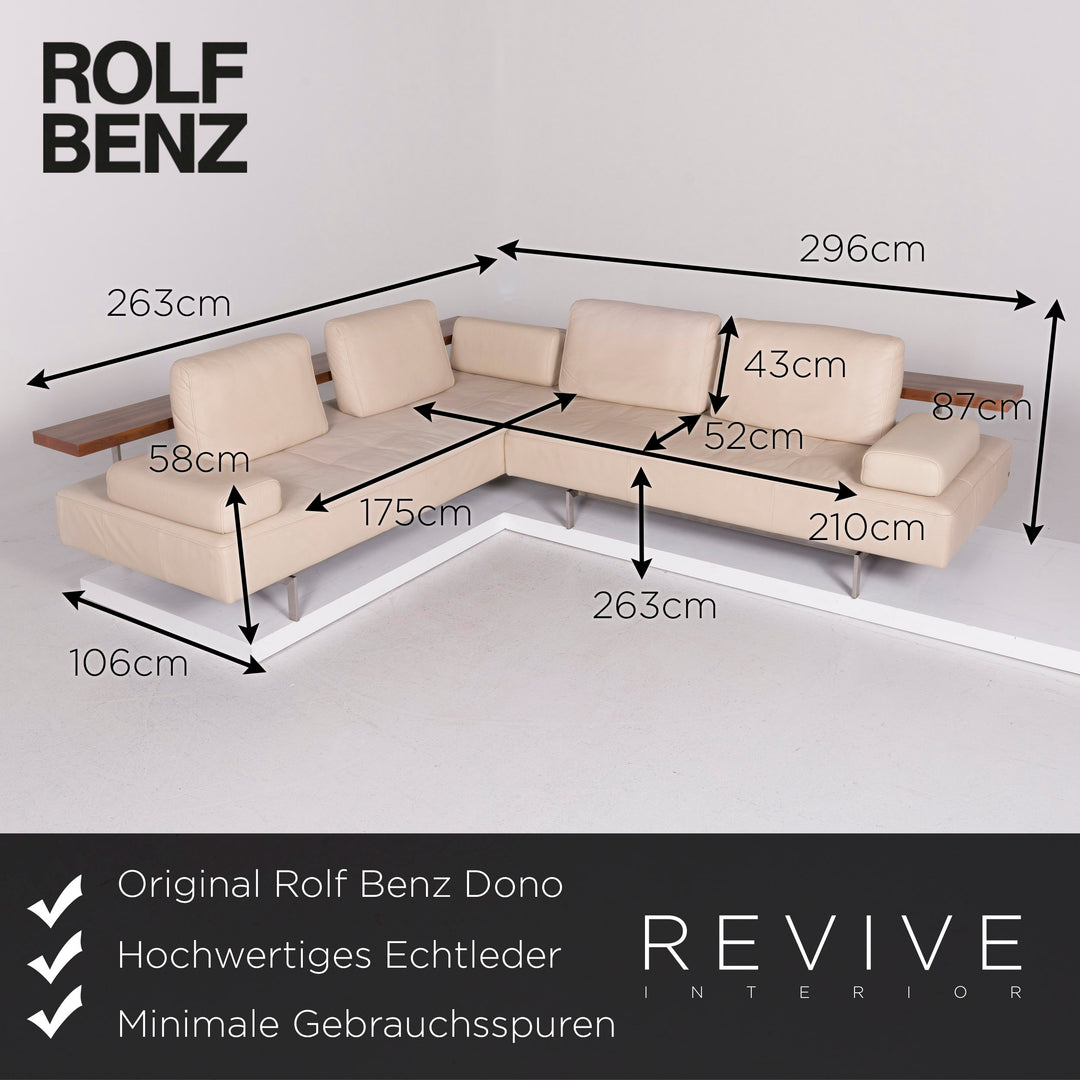Rolf Benz Dono Leather Sofa Beige Corner Sofa #11321