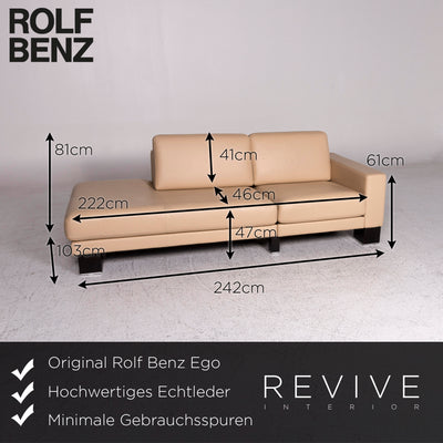 Rolf Benz Ego Leder Sofa Beige Dreisitzer Couch #9715
