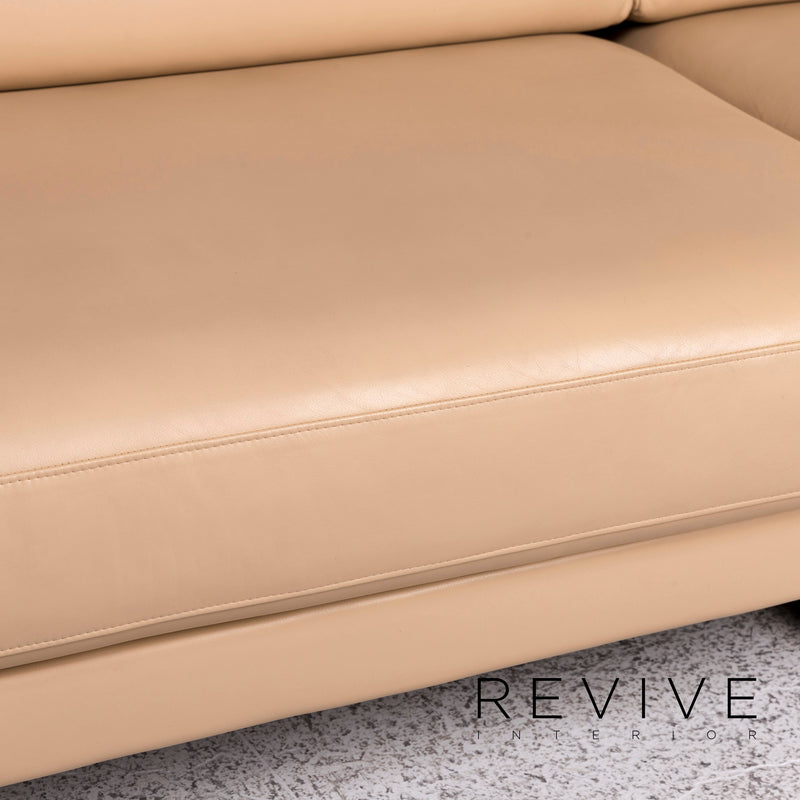Rolf Benz Ego Leder Sofa Beige Dreisitzer Couch 