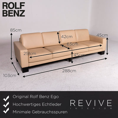 Rolf Benz Ego Leder Sofa Beige Viersitzer Couch #9714
