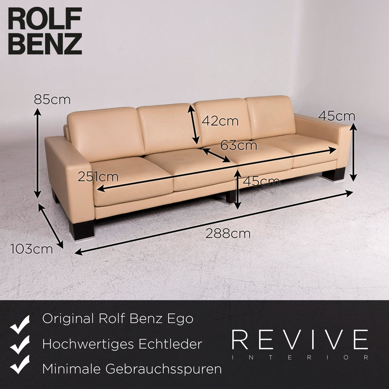 Rolf Benz Ego Leder Sofa Beige Viersitzer Couch 