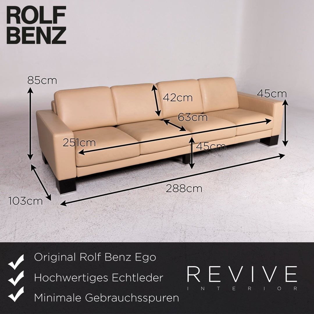 Rolf Benz Ego Leder Sofa Garnitur Beige 1x Viersitzer 1x Dreisitzer Couch #9801