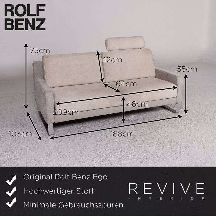 Rolf Benz Ego fabric sofa gray two-seater couch #9825