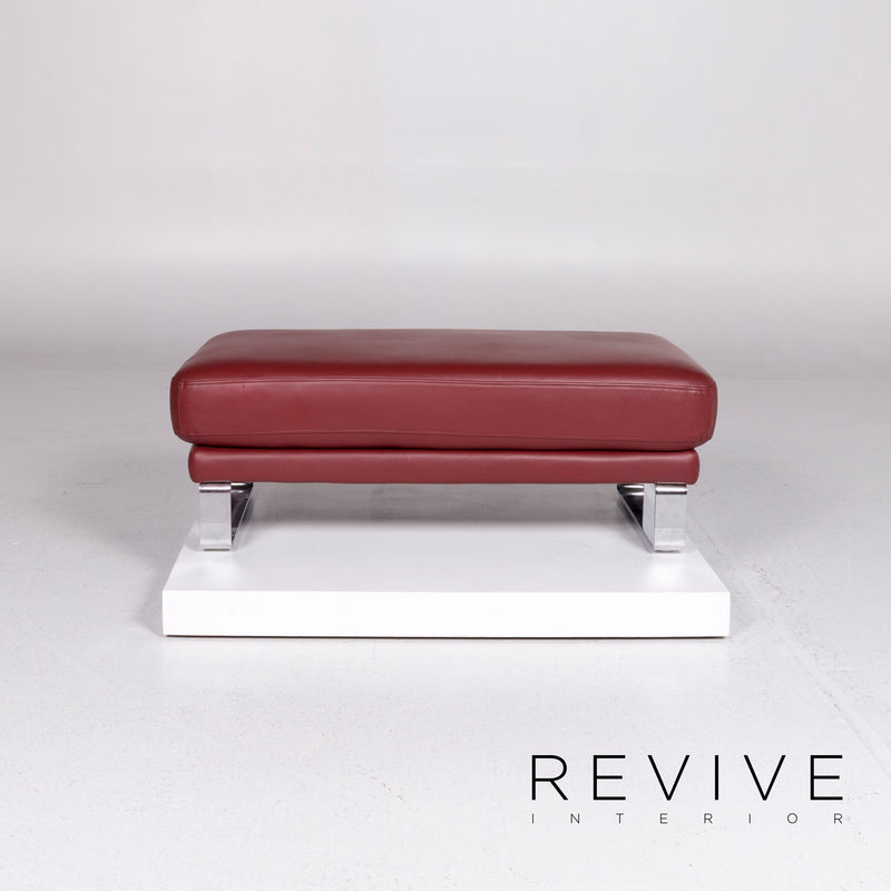 Rolf Benz Ego Leder Sofa Garnitur Rot Weinrot 1x Dreisitzer 1x Hocker 