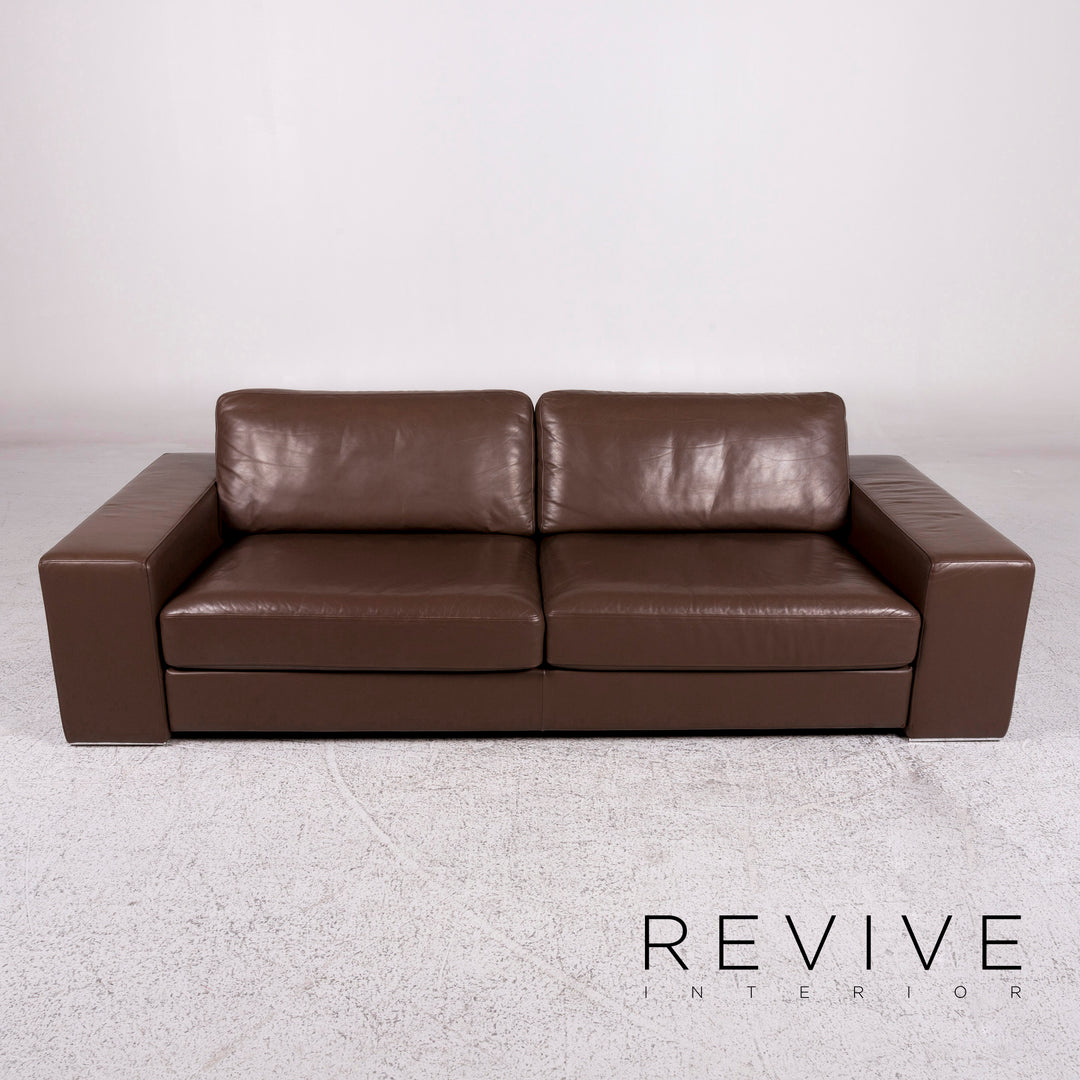 Rolf Benz Ego leather sofa brown three-seater couch #10173